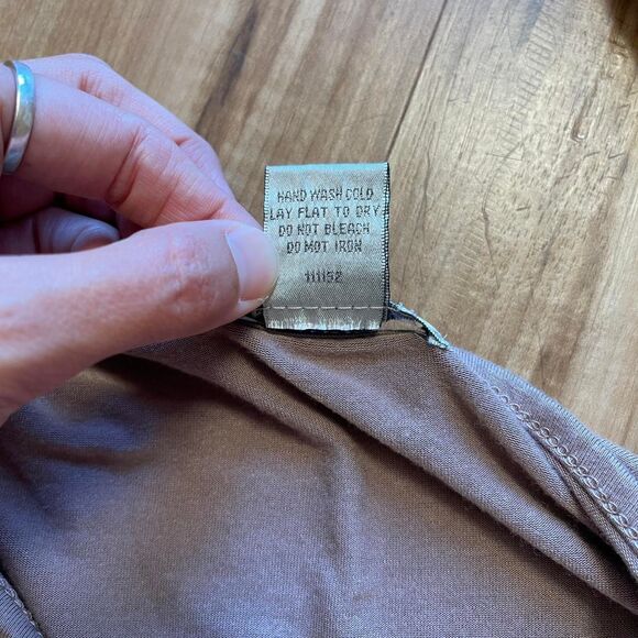 Alberto Makali Tan Stretchy Long Sleeve Rhinestone Shirt Glam Bling‎ Size M - Picture 8 of 8